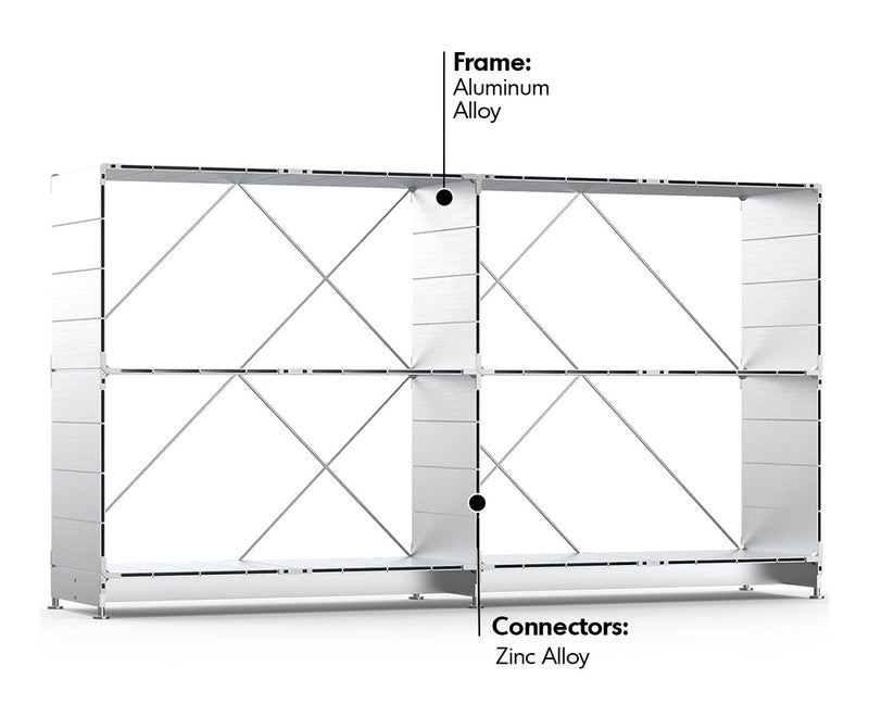 Bauhaus Aluminium Shelf CUBE Material Details Chart