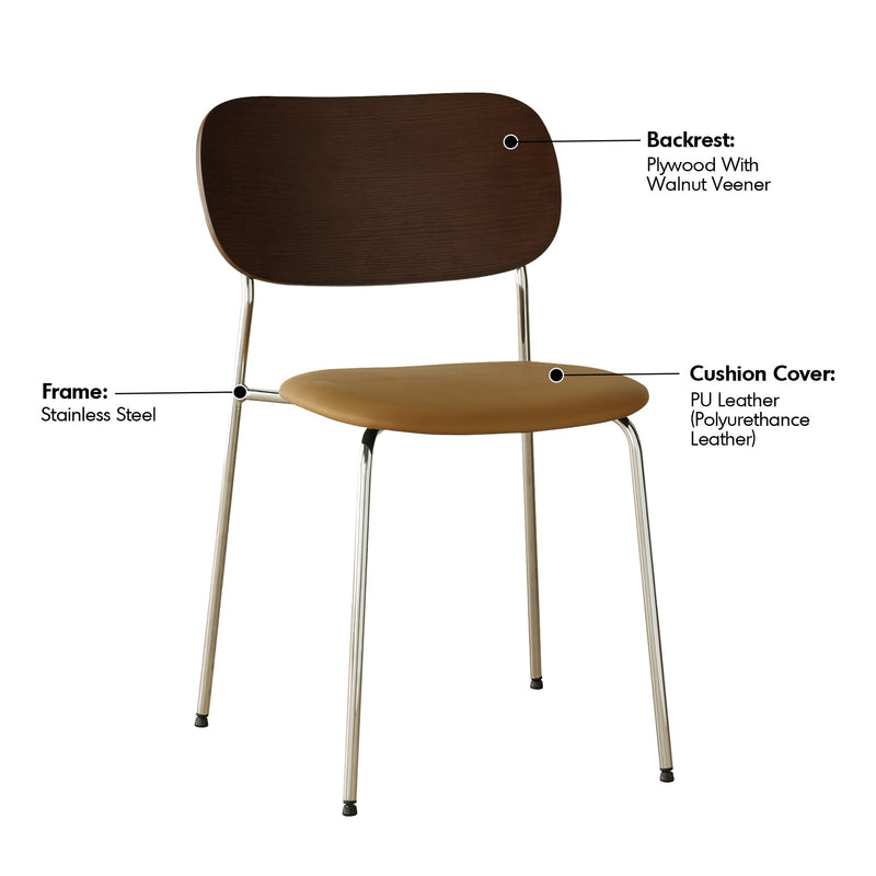 Bauhaus PU Leather Dining Chair NIKA Material Details Chart