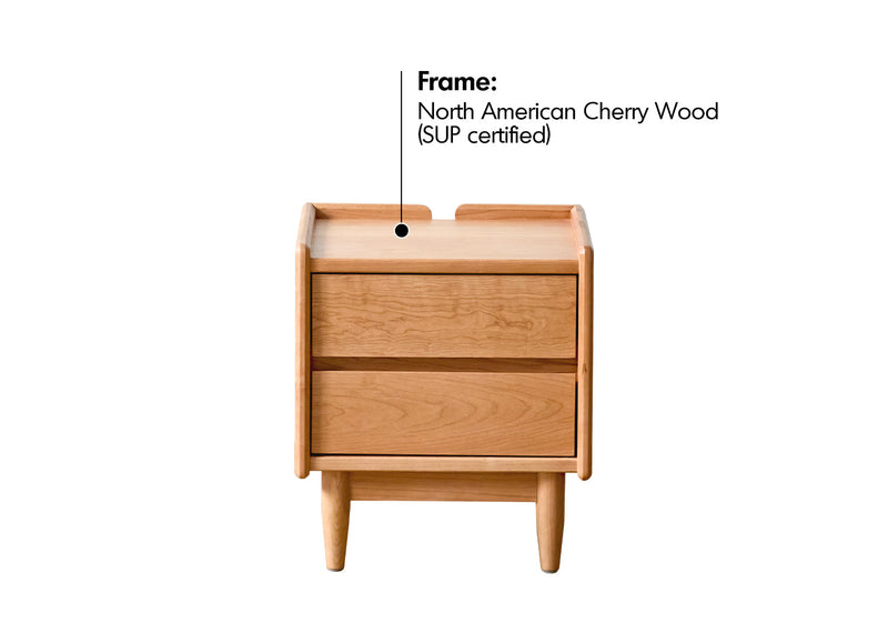 Scandinavian Cherry Wood Side Table VISTA Material Details Chart