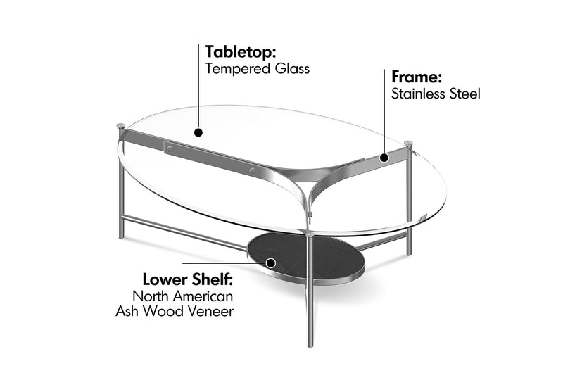 Bauhaus Tempered Glass Coffee Table ICELAND Material Details Chart