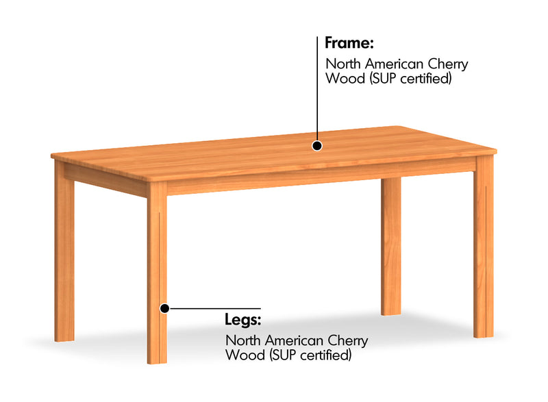 Scandinavian Cherry Wood Dining Table ECLIPSE Material Details Chart