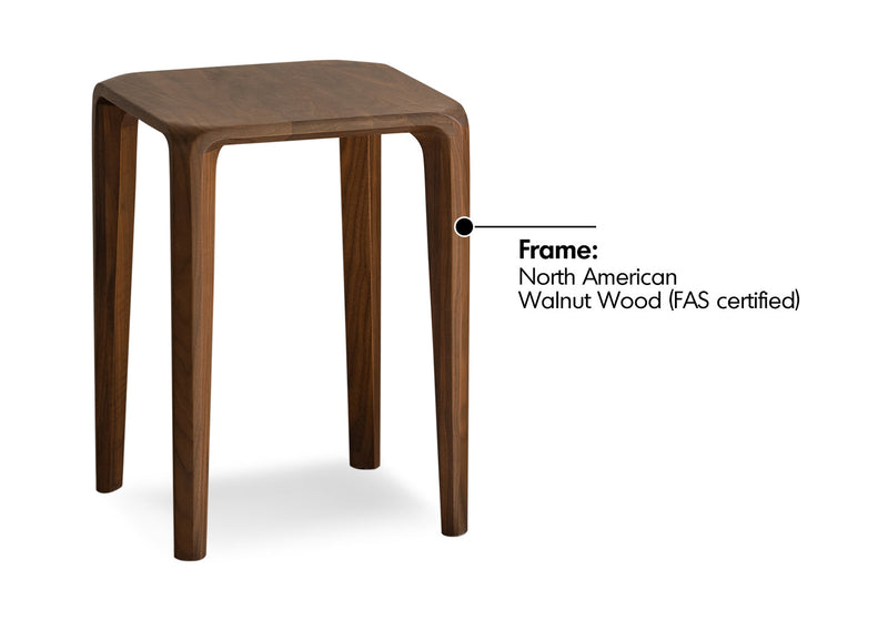 Japandi Walnut Wood Stool CONTI Material Details Chart