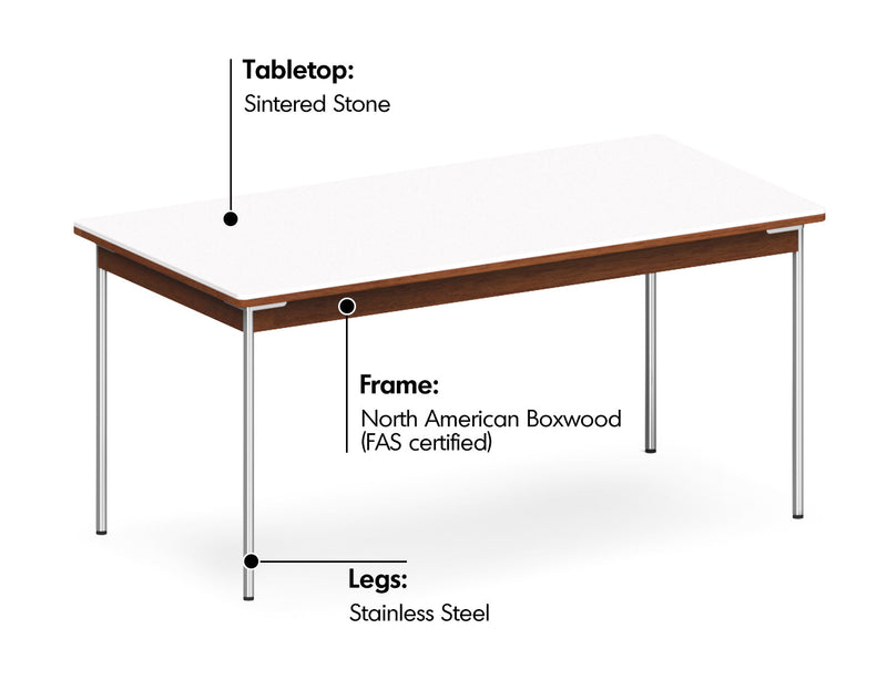 Bauhaus Sintered Stone Boxwood Dining Table PINECONE Material Details Chart