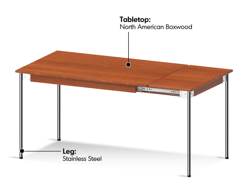 Bauhaus Boxwood Extendable Dining Table SEASON Material Details Chart