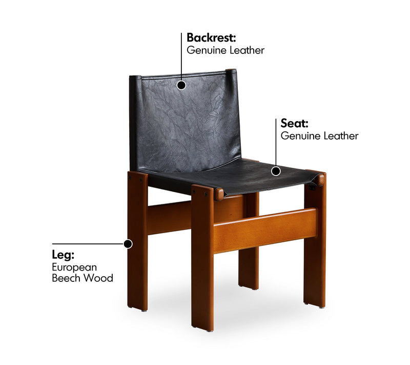 Bauhaus Genuine Leather Dining Chair TANSU Material Details Chart