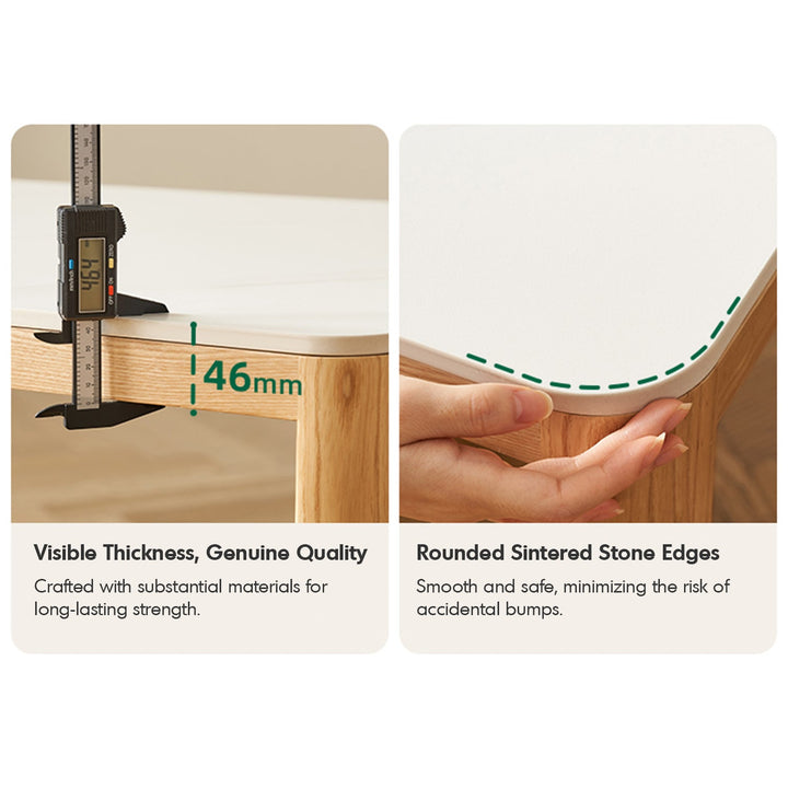 Minimalist Ash Wood Sintered Stone Coffee Table Set HAVEN