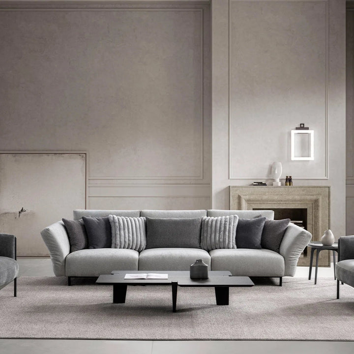 Modern Boucle Fabric Bendable Armrest 4 Seater Sofa PRISTINE