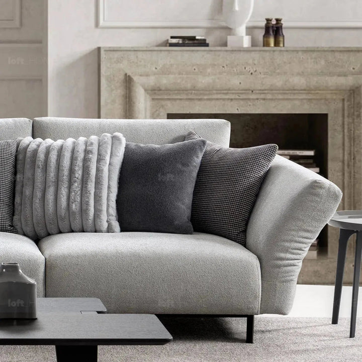 Modern Boucle Fabric Bendable Armrest 4 Seater Sofa PRISTINE