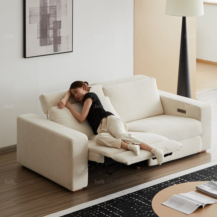 Minimalist chenille velvet fabric electric recliner 2 seater sofa stratus detail 9.