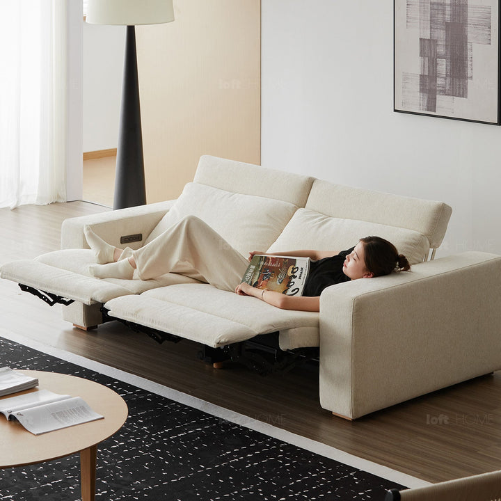 Minimalist chenille velvet fabric electric recliner 2 seater sofa stratus detail 10.