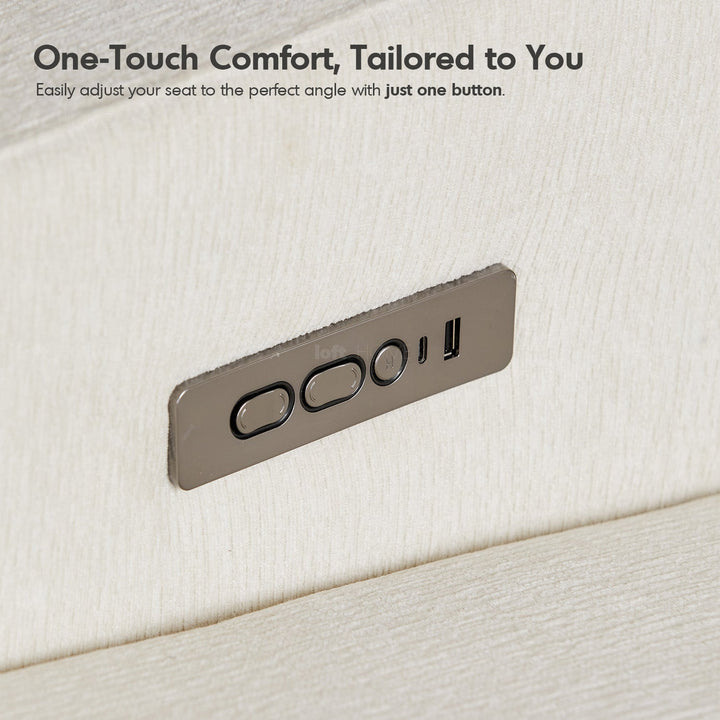 Minimalist chenille velvet fabric electric recliner 3 seater sofa stratus material variants.