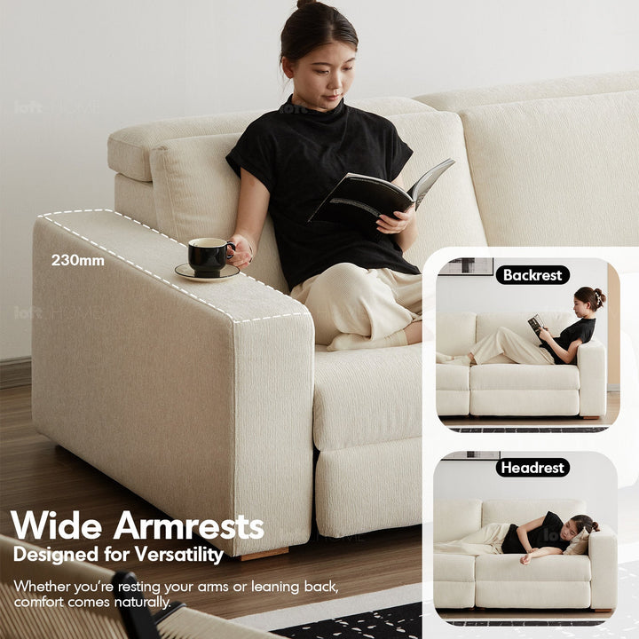 Minimalist chenille velvet fabric electric recliner 3 seater sofa stratus with context.