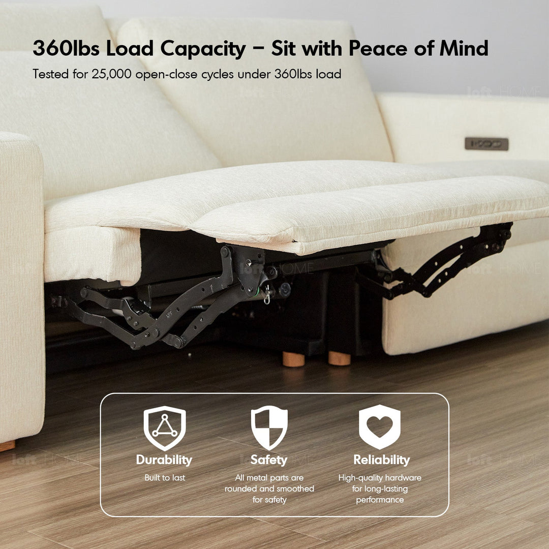 Minimalist chenille velvet fabric electric recliner 2 seater sofa stratus in details.