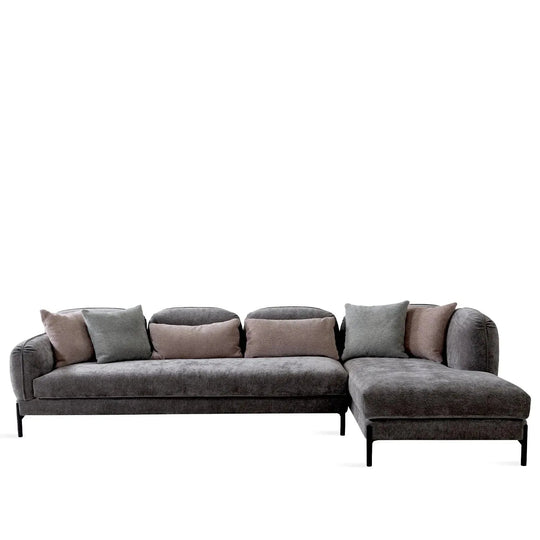 Modern chenille velvet fabric l shape sectional sofa stylish 4+l in white background.