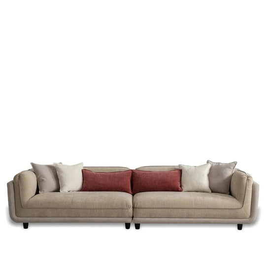 Modern corduroy velvet fabric 4 seater sofa fluff in white background.