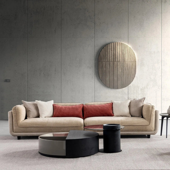 Modern corduroy velvet fabric 4 seater sofa fluff primary product view.