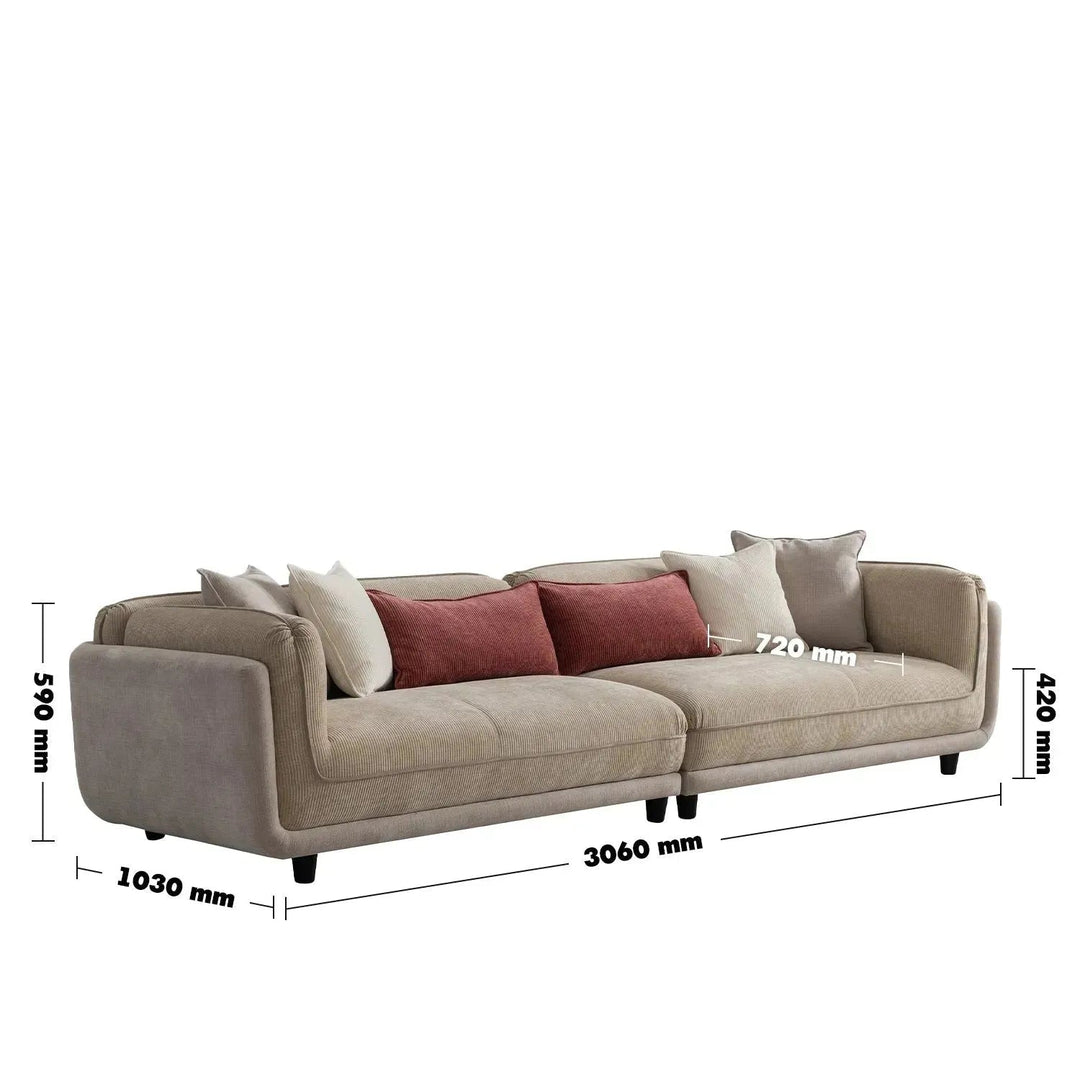 Modern Corduroy Velvet Fabric 4 Seater Sofa FLUFF