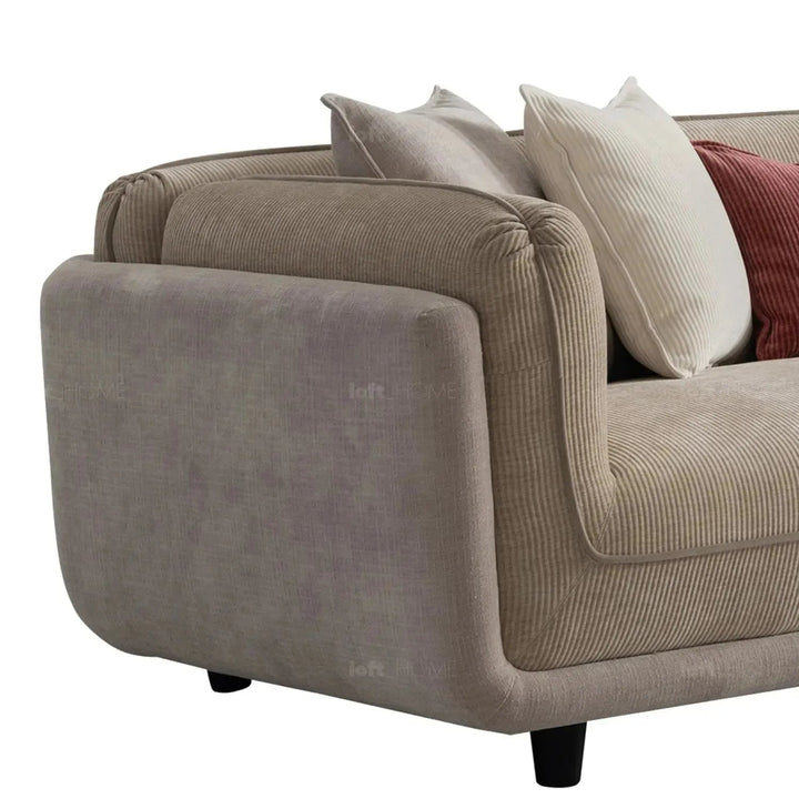 Modern corduroy velvet fabric 4 seater sofa fluff in real life style.