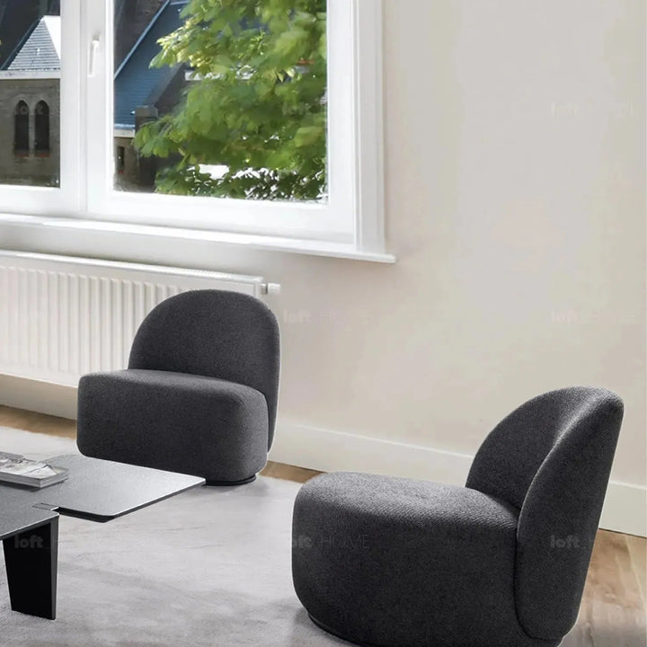 Cream Mixed Weave Fabric Revolving 1 Seater Sofa APSE