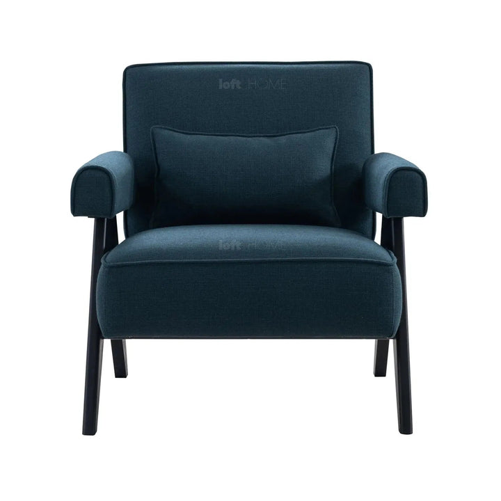Japandi mixed weave fabric 1 seater sofa azur color swatches.