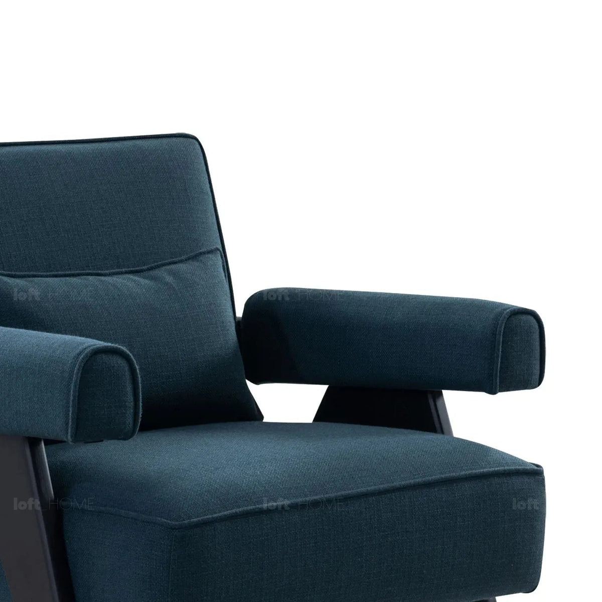 Japandi mixed weave fabric 1 seater sofa azur material variants.