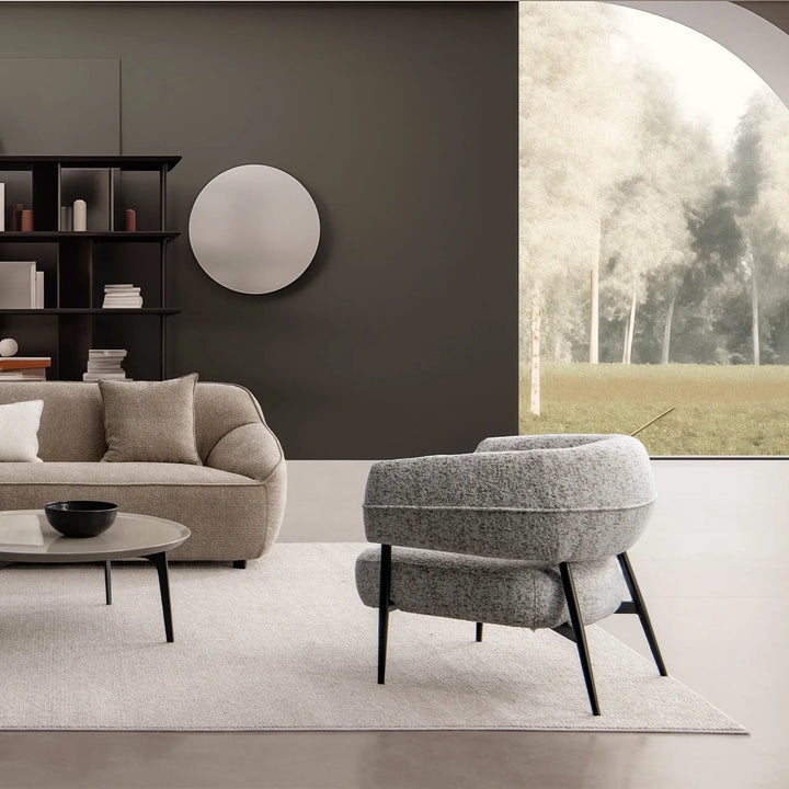 Modern Mixed Weave Fabric 1 Seater Sofa BAYEUX