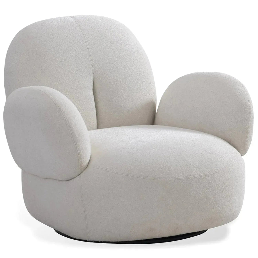 Cream Boucle Fabric Revolving 1 Seater Sofa BOUCLE
