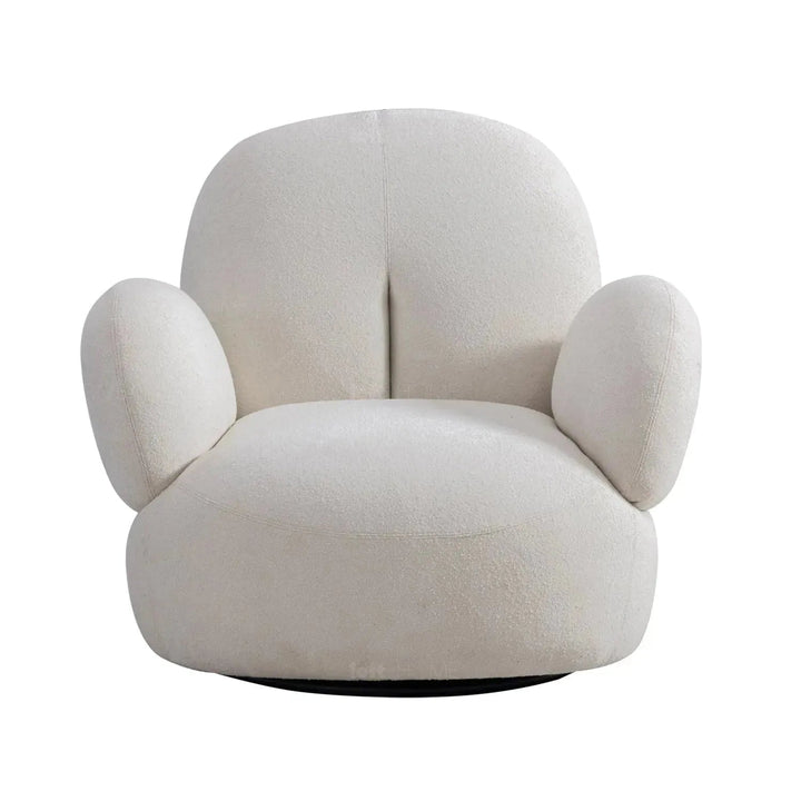 Cream Boucle Fabric Revolving 1 Seater Sofa BOUCLE