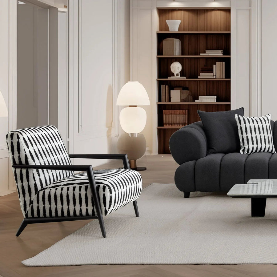 Modern Mixed Weave Fabric 1 Seater Sofa FELDSPAR