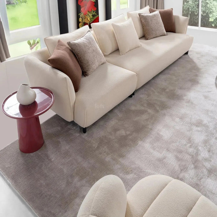 Cream Sherpa Fabric Revolving 1 Seater Sofa GOWN