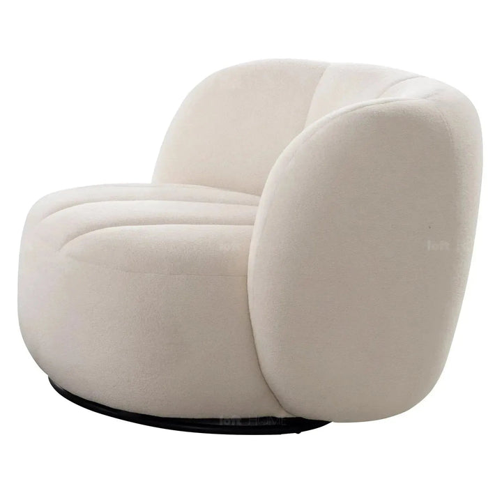 Cream Sherpa Fabric Revolving 1 Seater Sofa GOWN