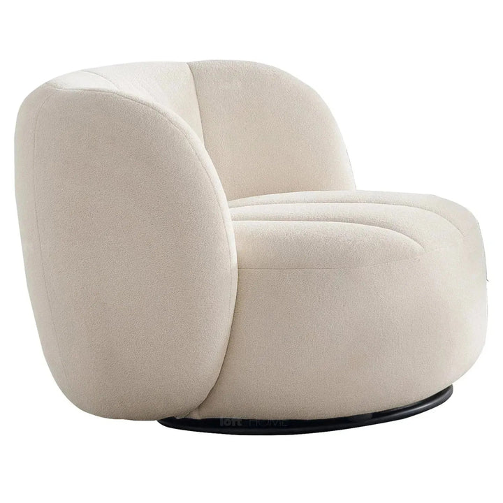 Cream Sherpa Fabric Revolving 1 Seater Sofa GOWN