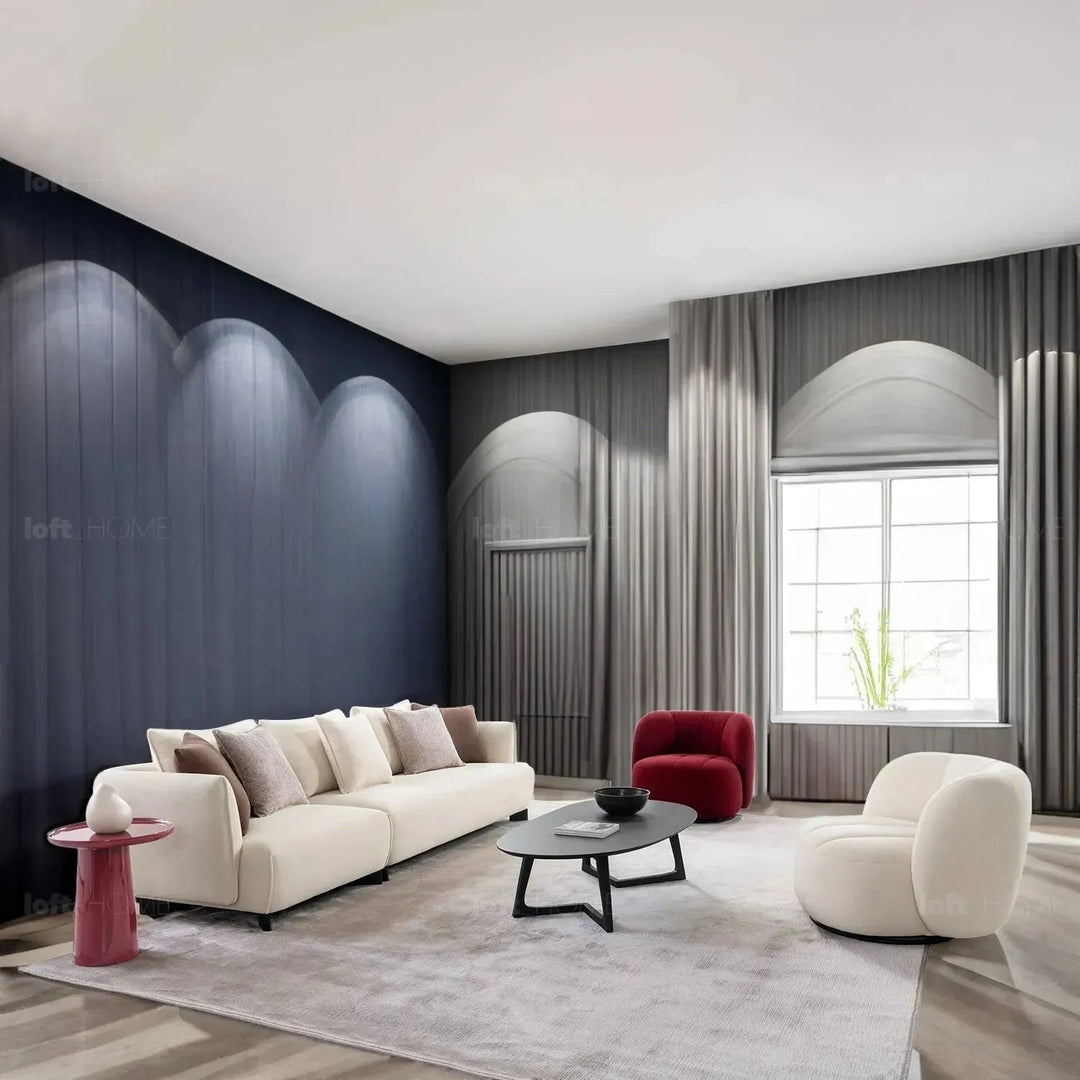 Cream Sherpa Fabric Revolving 1 Seater Sofa GOWN