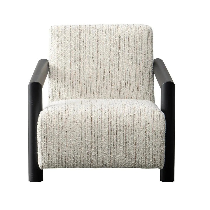 Modern sherpa fabric 1 seater sofa granitova in close up details.