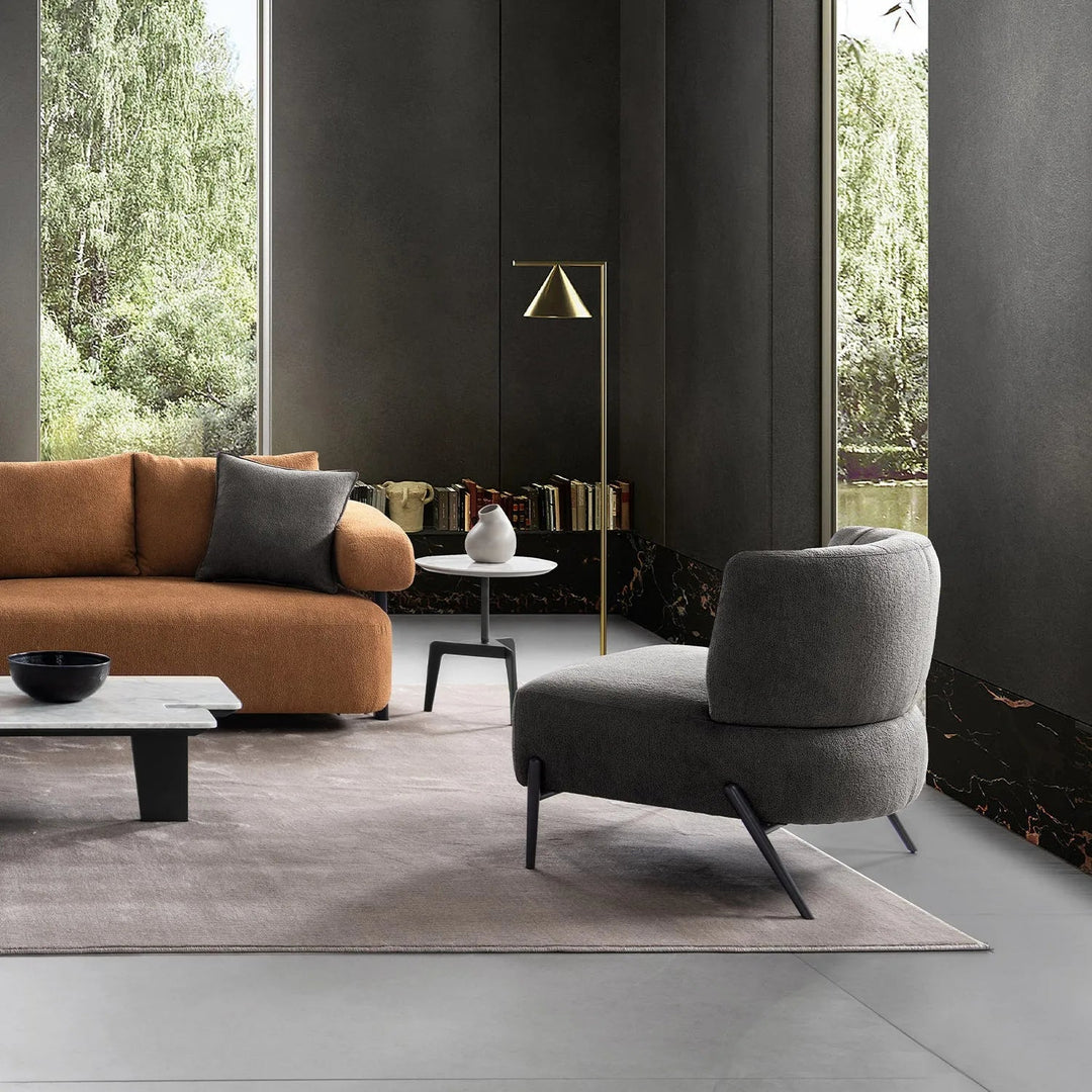 Modern Sherpa Fabric 1 Seater Sofa HEDGE