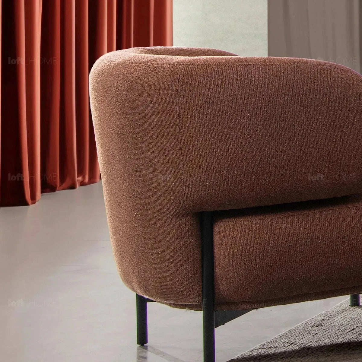 Cream mixed weave fabric 1 seater sofa hinger environmental situation.