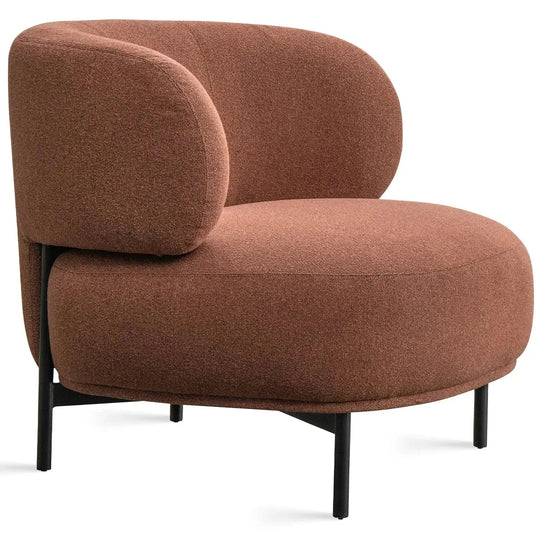 Cream mixed weave fabric 1 seater sofa hinger in white background.