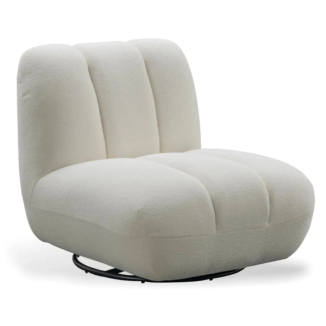 Cream Sherpa Fabric Revolving 1 Seater Sofa LIMESTONE