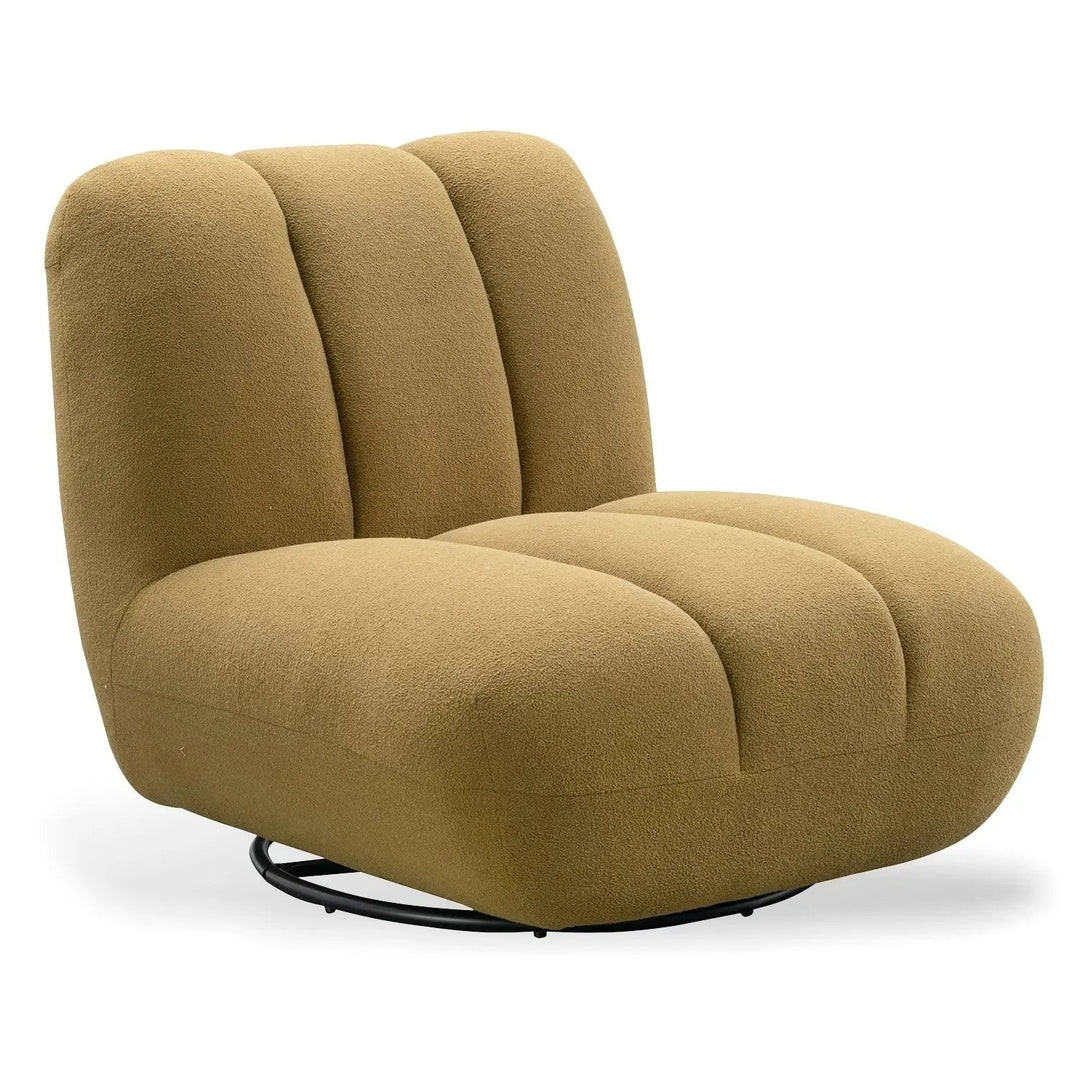 Cream Sherpa Fabric Revolving 1 Seater Sofa LIMESTONE