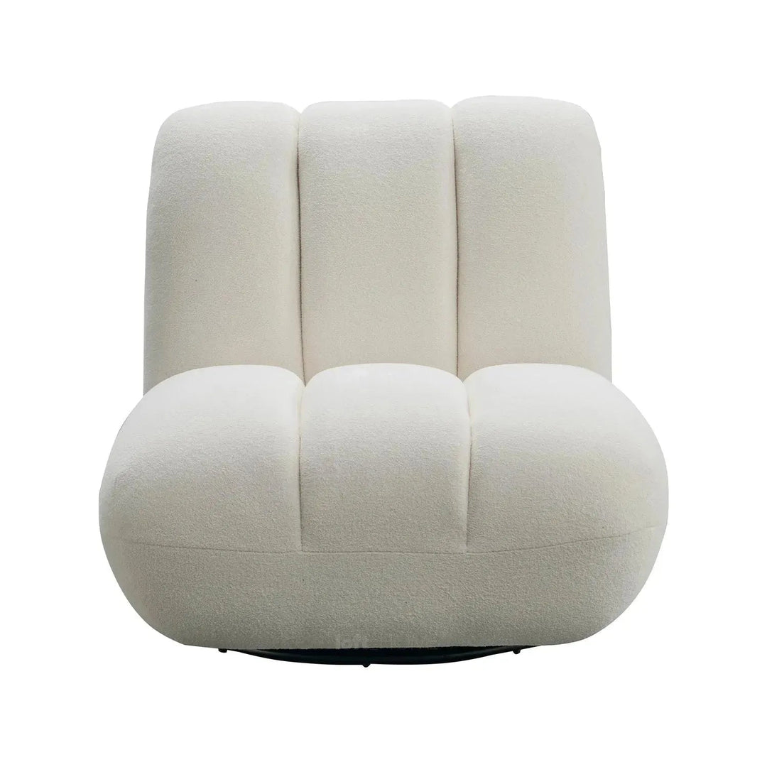 Cream Sherpa Fabric Revolving 1 Seater Sofa LIMESTONE