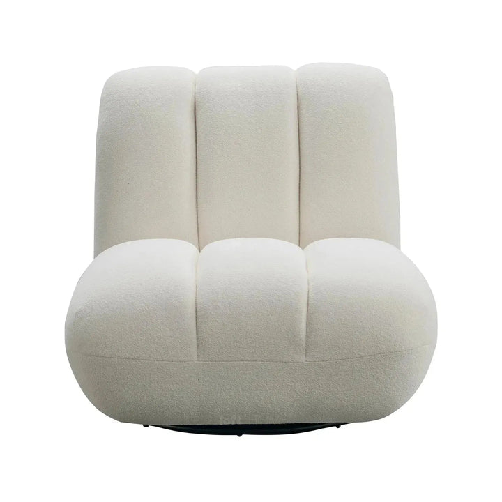 Cream Sherpa Fabric Revolving 1 Seater Sofa LIMESTONE