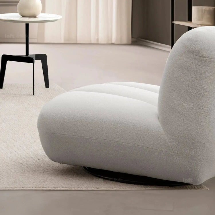 Cream Sherpa Fabric Revolving 1 Seater Sofa LIMESTONE Good to Know Preview-1