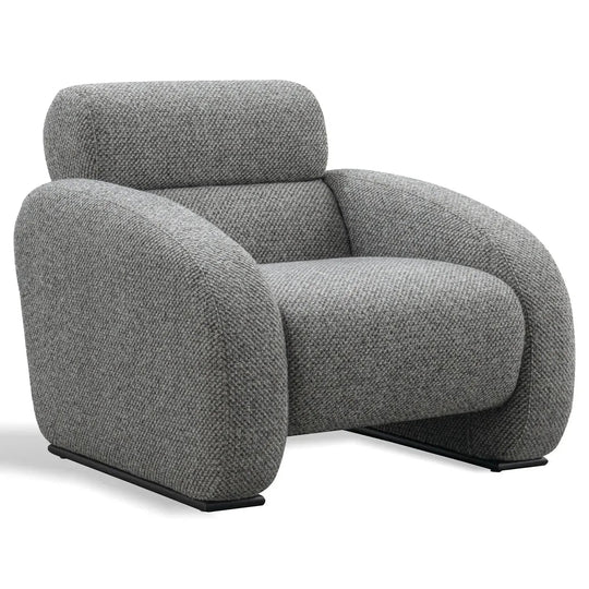 Modern mixed weave fabric 1 seater sofa monolithe in white background.