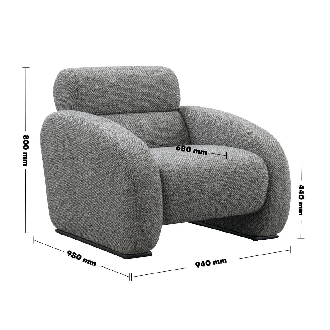 Modern mixed weave fabric 1 seater sofa monolithe size charts.
