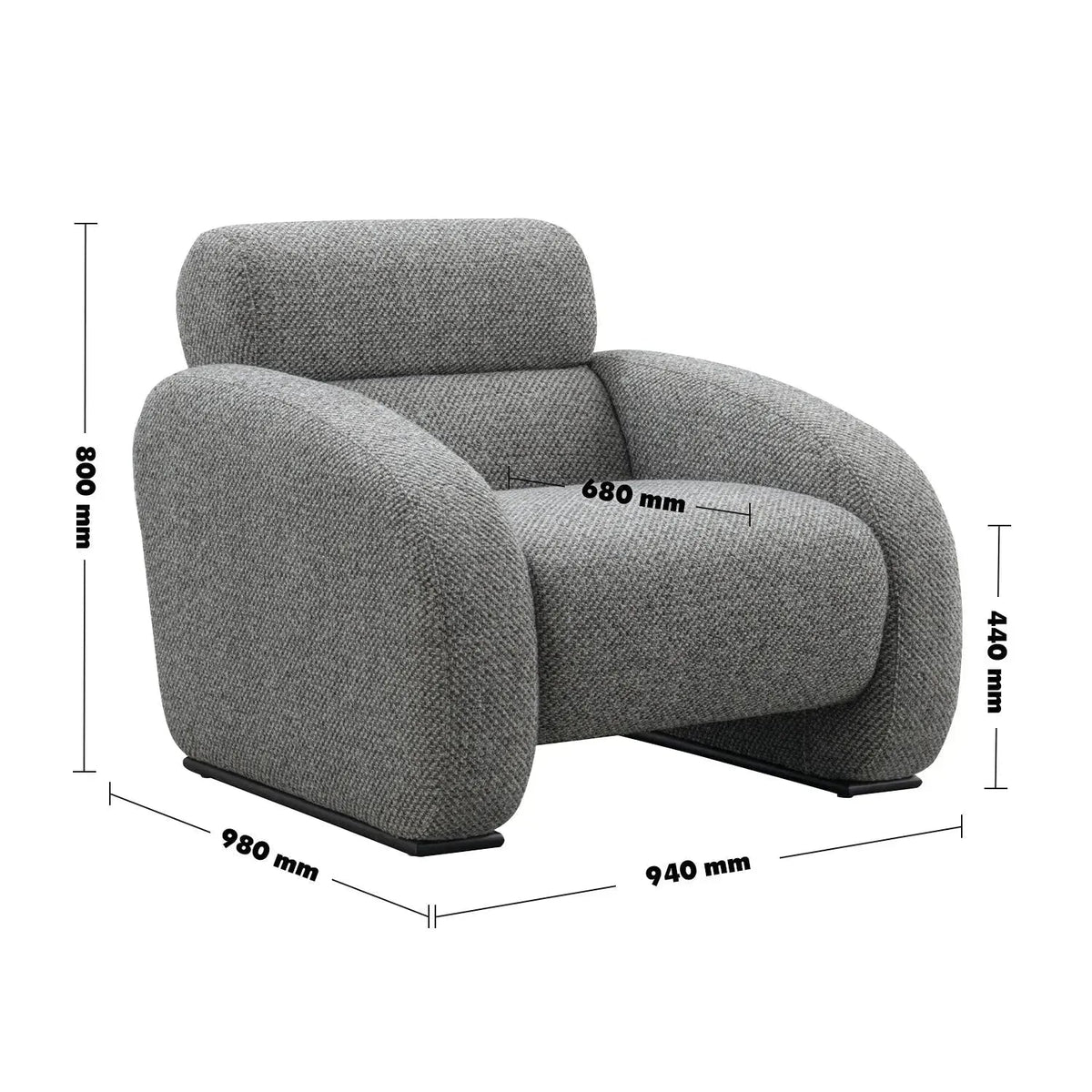 Modern mixed weave fabric 1 seater sofa monolithe size charts.