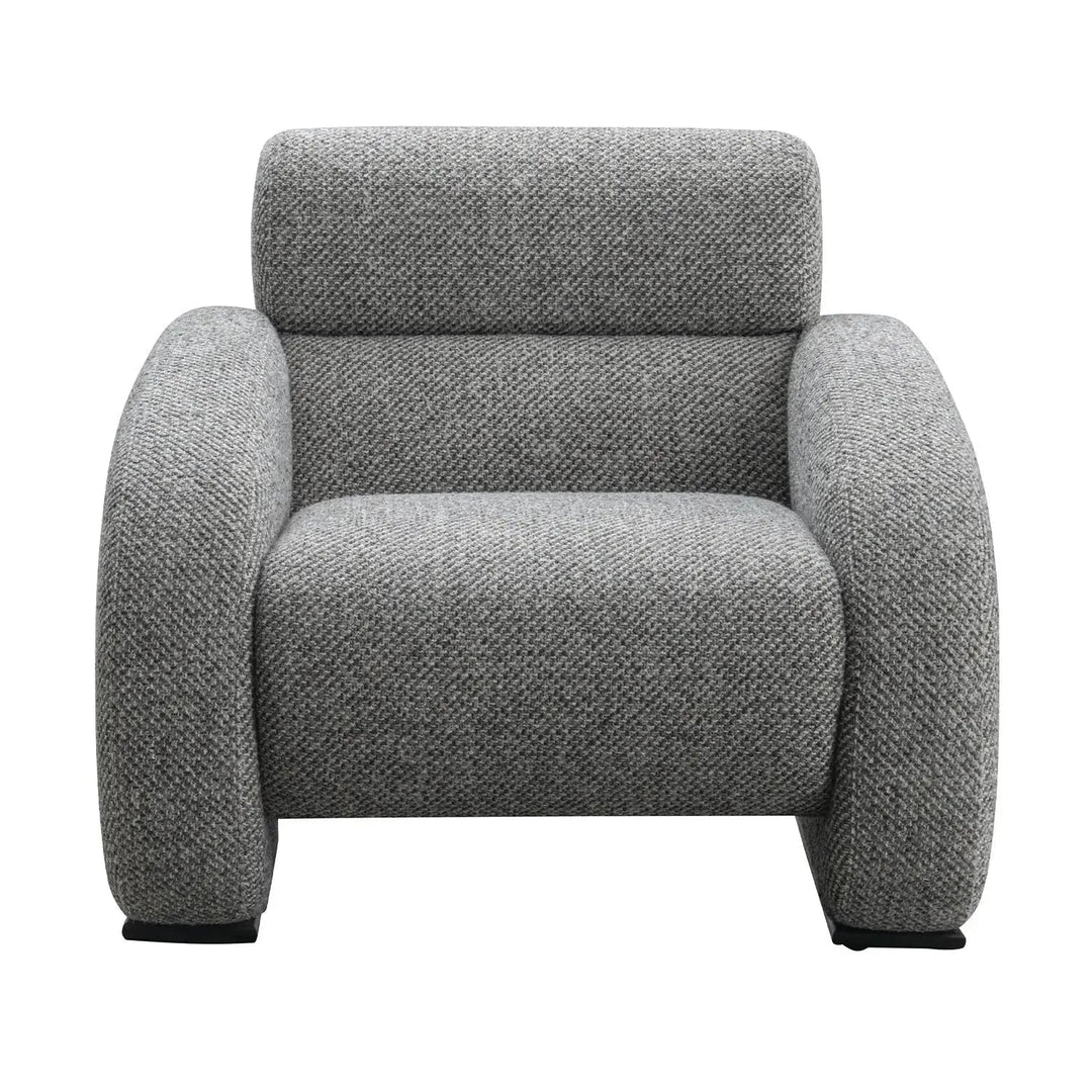 Modern mixed weave fabric 1 seater sofa monolithe color swatches.