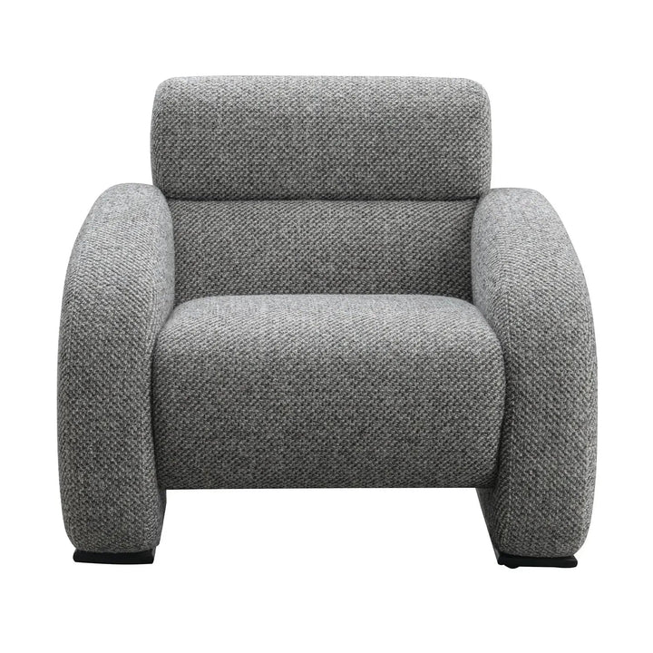Modern mixed weave fabric 1 seater sofa monolithe color swatches.