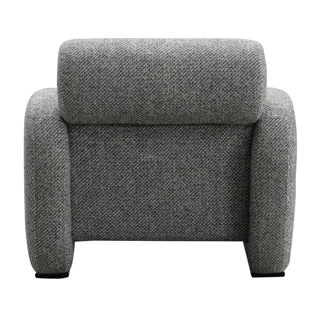 Modern mixed weave fabric 1 seater sofa monolithe material variants.