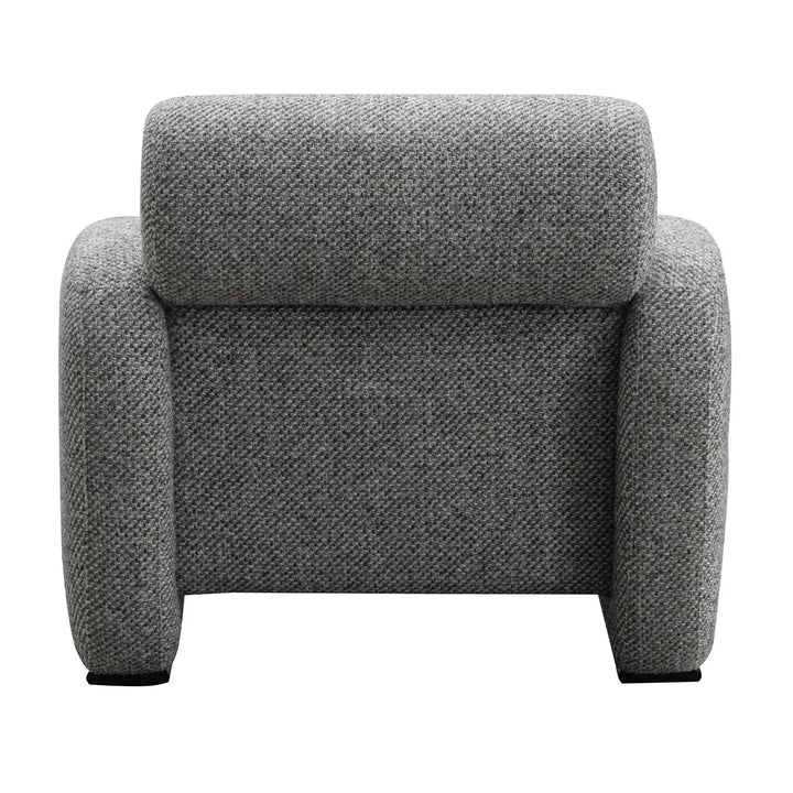 Modern mixed weave fabric 1 seater sofa monolithe material variants.