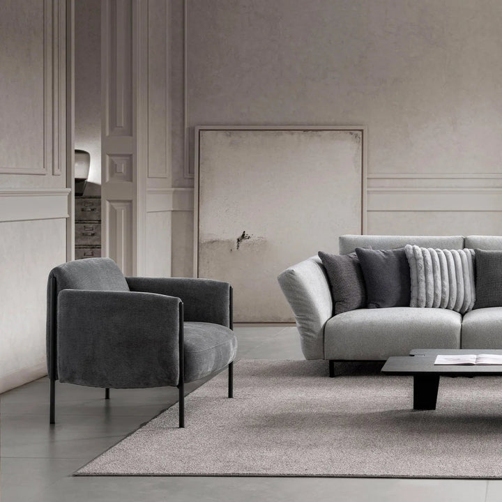 Modern Mixed Weave Fabric 1 Seater Sofa MOSAIC